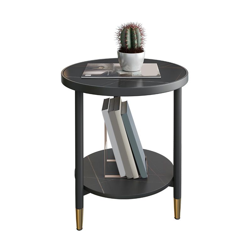 3 benen leisteen bijzettafel rondom minimalistische dubbele laag eindtafel