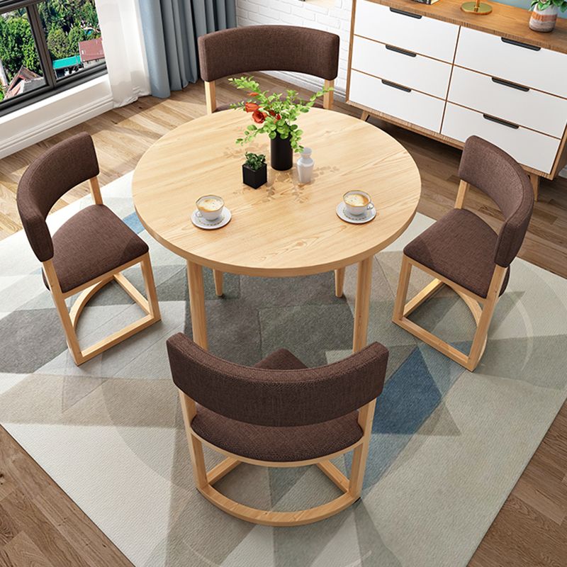 Modern Round Dinner Table Natural Oak Wooden Tabletop for 2 Persons