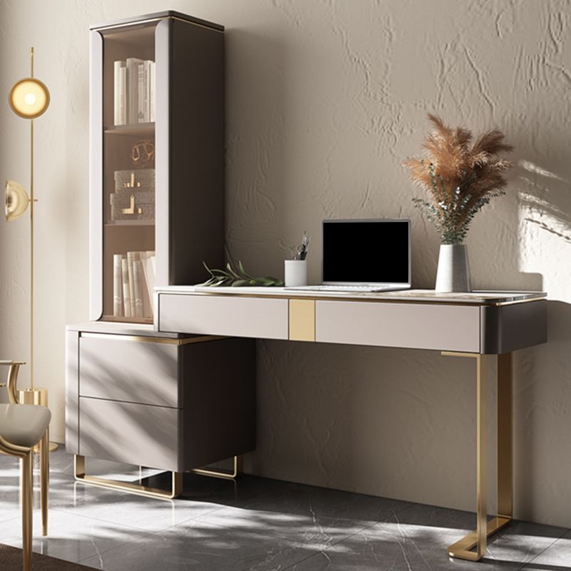 Table de bureau moderne de forme rectangulaire Bureau d'écriture en pierre en gris