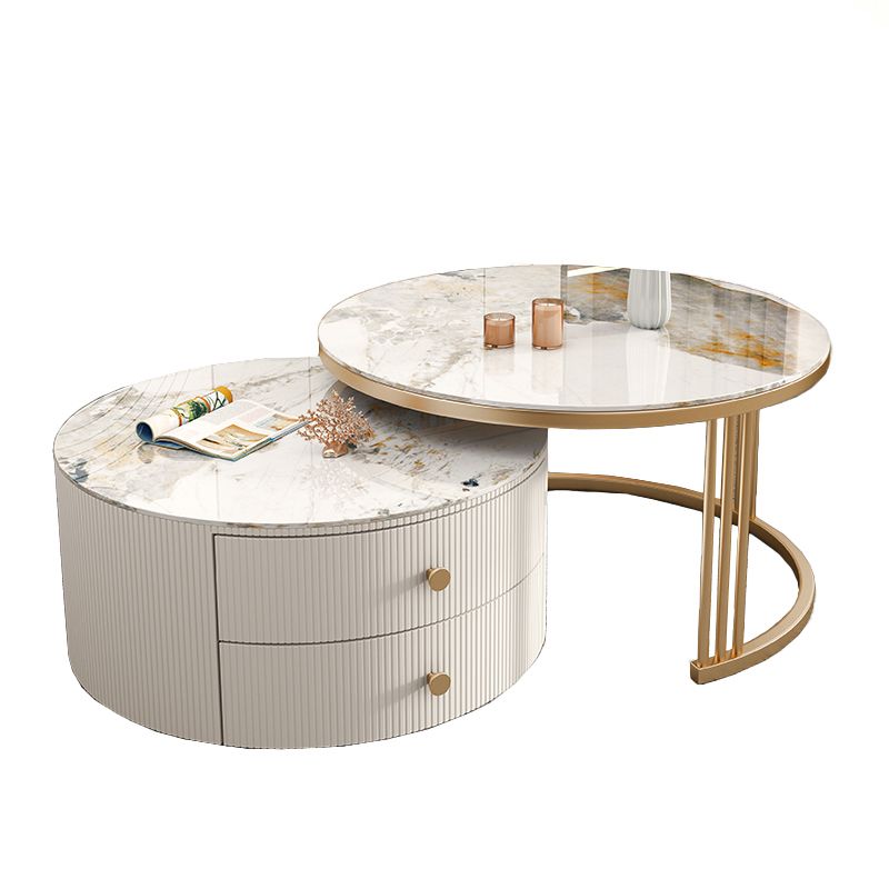 Frame 2 Nesting Coffee Table with 2 Drawers Modern Slate/Glass Round Coffee Table Set Clearhalo 'Coffee & Accent Tables' 'Coffee Tables' 'coffee_tables' 'furn' 'furn_coffee_tables' 'Furniture' 'Living Room Furniture' 1200x1200_852c8d13-d454-49e4-bf7a-66acc5202e22