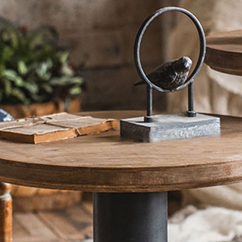 Solid Wood End Slide Table with Ironcraft Pedestal End Table Clearhalo 'Coffee & Accent Tables' 'End & Side Tables' 'end_side_tables' 'furn' 'furn_end_side_tables' 'Furniture' 'Living Room Furniture' 1200x1200_852e13c7-6935-4ea1-9a39-077dc9a6345e