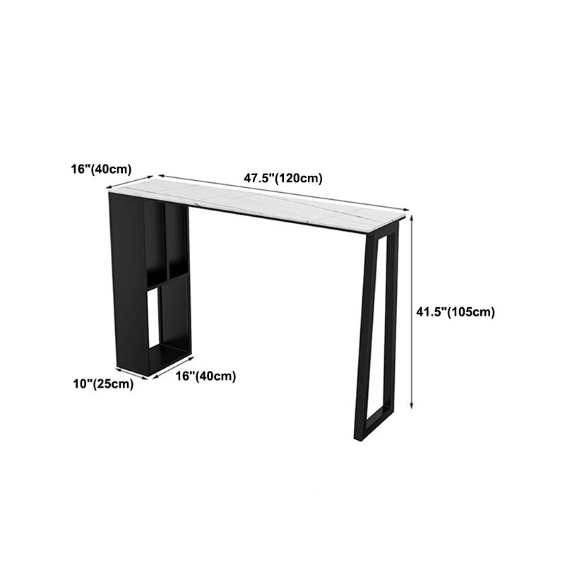 Tavolo da bar top con finitura in pietra opaco tavolo da pub industriale con archiviazione metallica
