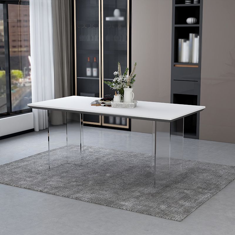 Modern 1/4/5 Pieces Dining Set Rectangular Acrylic Double Pedestal Dinette Set Clearhalo 'Dining Room Sets' 'Dining Tables & Seating' 'dining_room_set' 'furn' 'furn_dining_room_set' 'Furniture' 'furniture_dining_room_set' 'Kitchen & Dining Furniture' 'kitchen&dining_furn' 'kitchen' 1200x1200_852fa9cf-035b-4e1d-952f-4ae14271a4cc