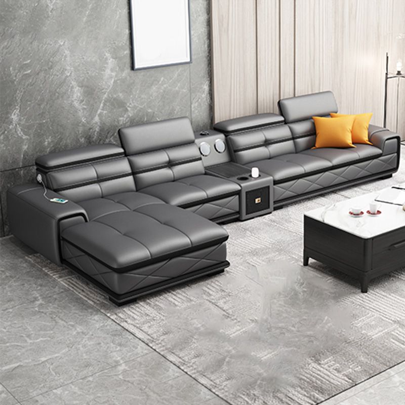 Contemporary L-Shape Sofa Light-grey High Back Sectional for Living Room Clearhalo 'furn' 'furn_sectionals' 'Furniture' 'furniture_sectionals' 'kitchen' 'kitchen_sectionals' 'Living Room Furniture' 'Sectionals' 1200x1200_85301b76-a2c5-41ec-9341-366bb87ec576
