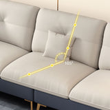 Beige Contemporary Faux Leather Sofa with Recessed Arm 30.7" Clearhalo 'furn' 'furn_sectionals' 'Furniture' 'furniture_sectionals' 'kitchen' 'kitchen_sectionals' 'Living Room Furniture' 'Sectionals' 1200x1200_8530dcca-0825-4847-abe3-c0872f73d2ca