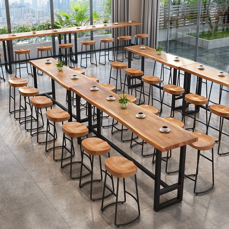 Tavolo da pranzo moderno rettangolare da bar in legno massello per cucina soggiorno