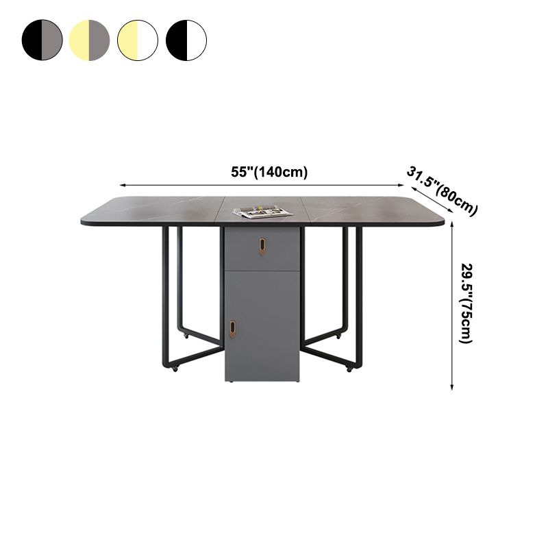 Modern Style Dining Table Sintered Stone Drop-Leaf Dining Table for Home Use Clearhalo ' dining_table' 'Dining Tables & Seating' 'Dining Tables' 'furn' 'furn_dining_table' 'Furniture' 'furniture_dining_table' 'Kitchen & Dining Furniture' 'kitchen&dining_furn' 'kitchen' 'kitchen_dining_table' 1200x1200_8534a4de-2f73-432b-8dd9-a66cec96ad33