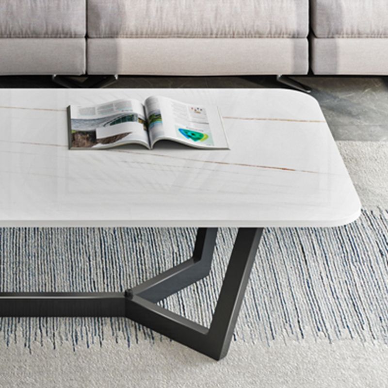 Tavolino da caffè in ardesia rettangolare da 16,5 "H glam tavolino in metallo tavolino da cocktail