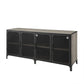 Metal and Wood TV Stand Console Industrial Style Home Enclosed TV Cabinet