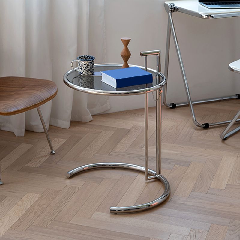 Adjustable Height Glass Side Table Modern Dia 20.1" C End Table Clearhalo 'Coffee & Accent Tables' 'End & Side Tables' 'end_side_tables' 'furn' 'furn_end_side_tables' 'Furniture' 'Living Room Furniture' 1200x1200_8535eeb9-14d0-4c00-8990-86892496de29