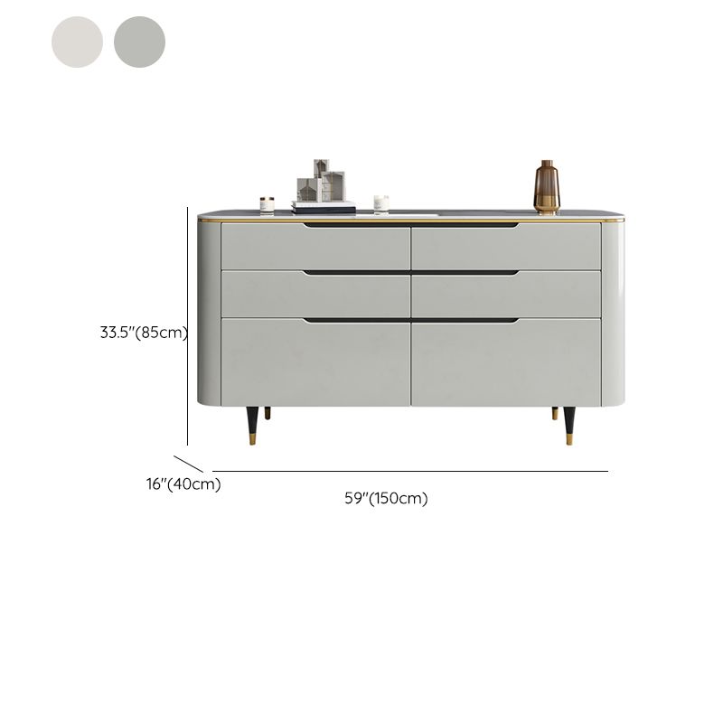 Tavolo latedeboard glam con cassetti in pietra e server da pranzo in legno per cucina