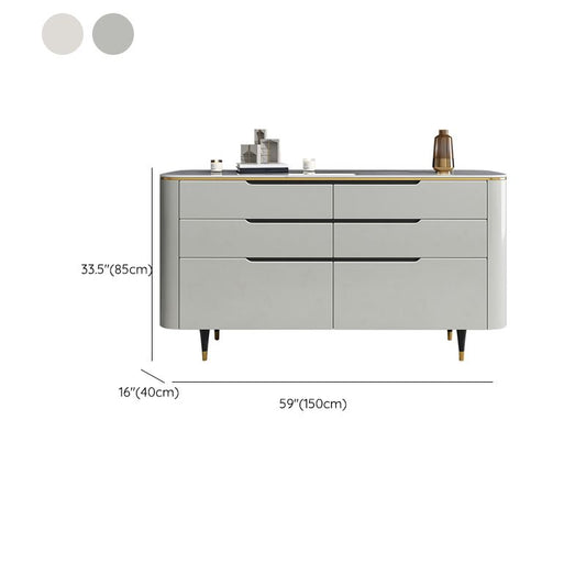 Tavolo latedeboard glam con cassetti in pietra e server da pranzo in legno per cucina