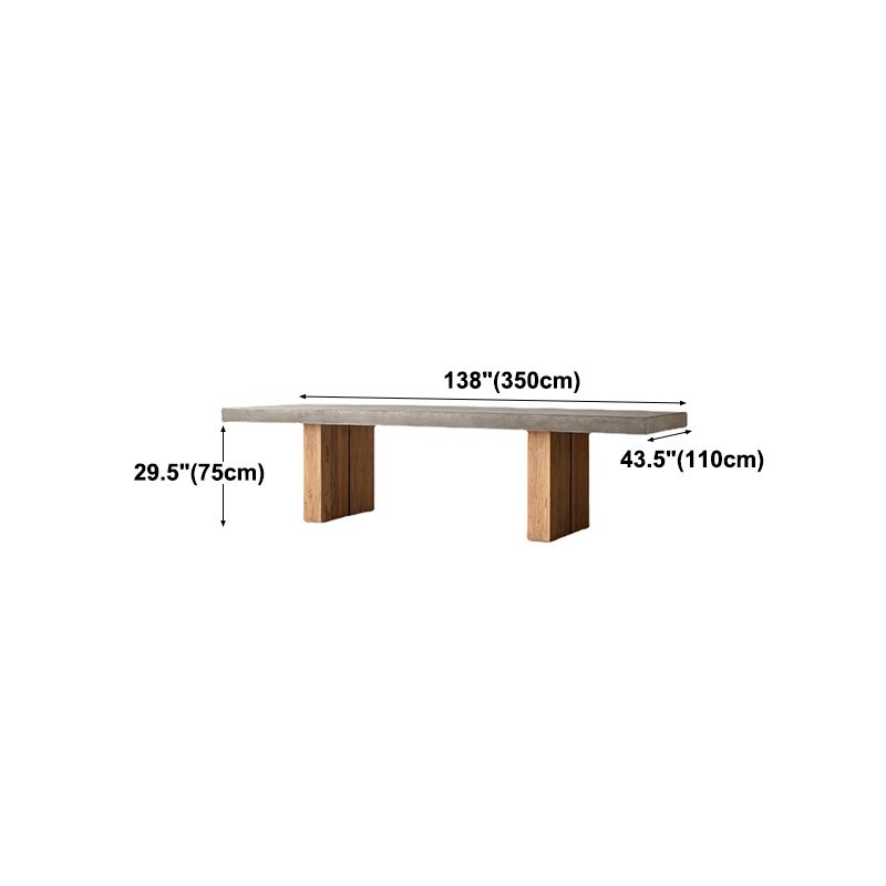 Modern Rectangle Dining table Solid Wood Double Pedestal Table in Grey Clearhalo 'Dining Tables & Seating' 'Dining Tables' 'dining_table' 'furn' 'furn_dining_table' 'Furniture' 'furniture_dining_table' 'Kitchen & Dining Furniture' 'kitchen' 'kitchen_dining_table' 1200x1200_8537abea-31e8-4e0a-8eb0-b3396bbcdc11