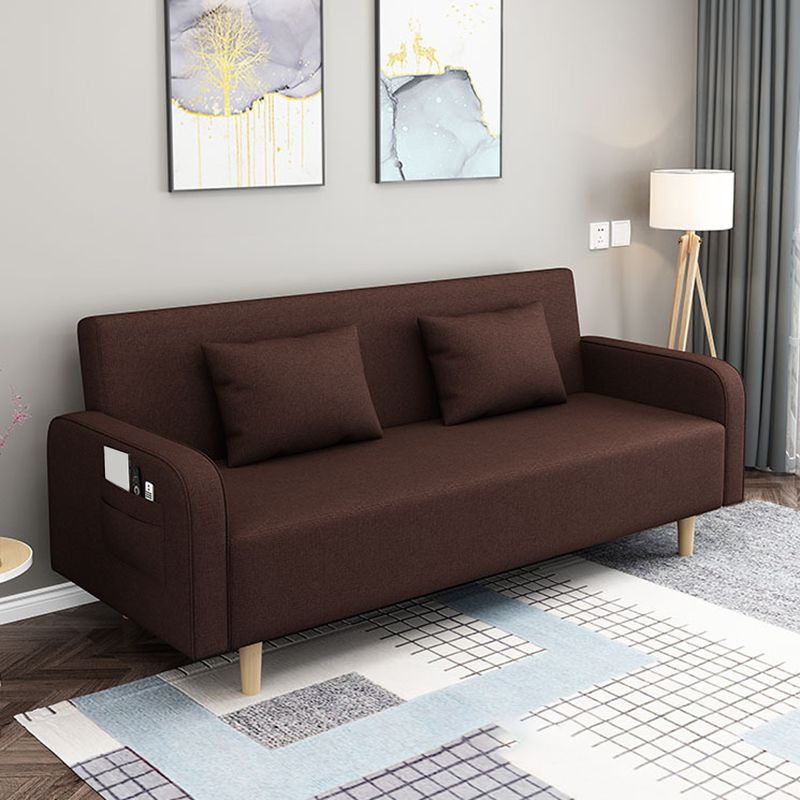 Divano contemporaneo con 2 cuscini convertibili braccio quadrato