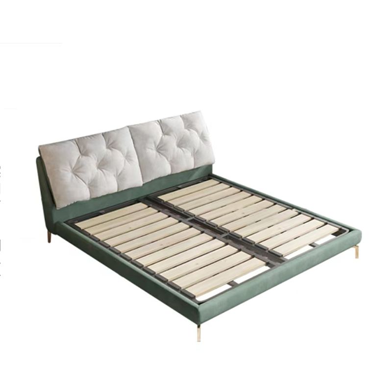 Lussuoso telaio da letto imbottito trapuntato King e letto a pannello queen size in verde scuro