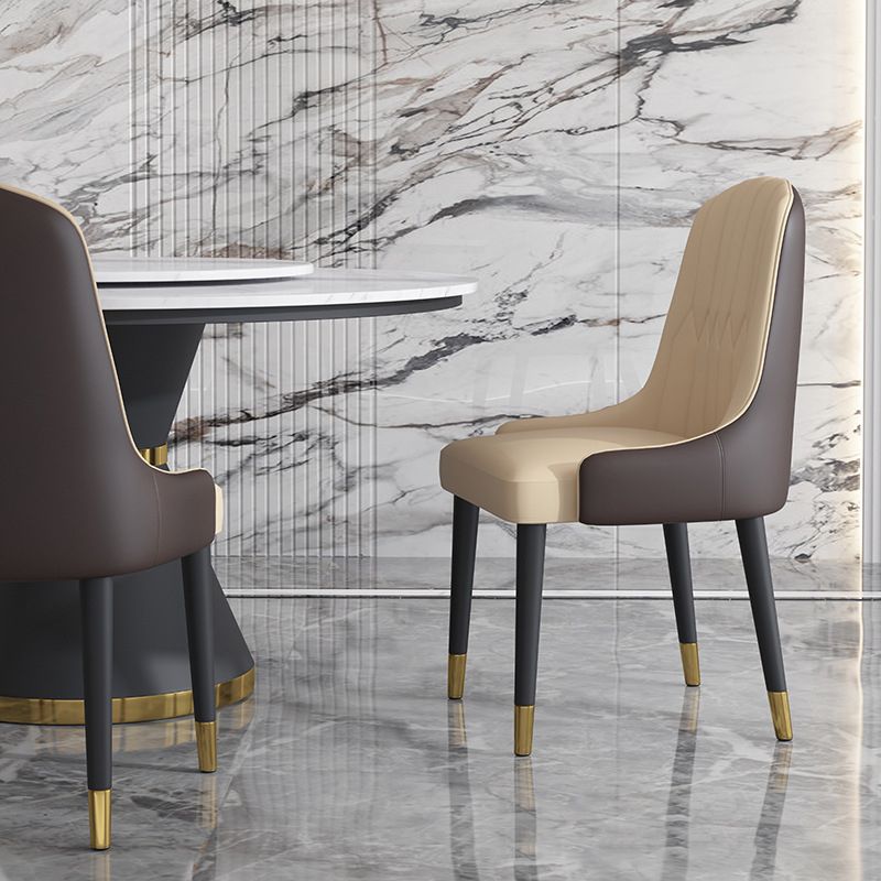 Scandinavian Style Leather Dining Chairs Armless Solid Back Chairs for Kitchen Clearhalo ' kitchen&dining_furn' 'Dining Chairs' 'Dining Tables & Seating' 'dining_chair' 'furn' 'furn_dining_chair' 'Furniture' 'furniture_dining_chair' 'Kitchen & Dining Furniture' 'kitchen' 1200x1200_853b4d9e-93d4-417e-9d6a-821854c4e245