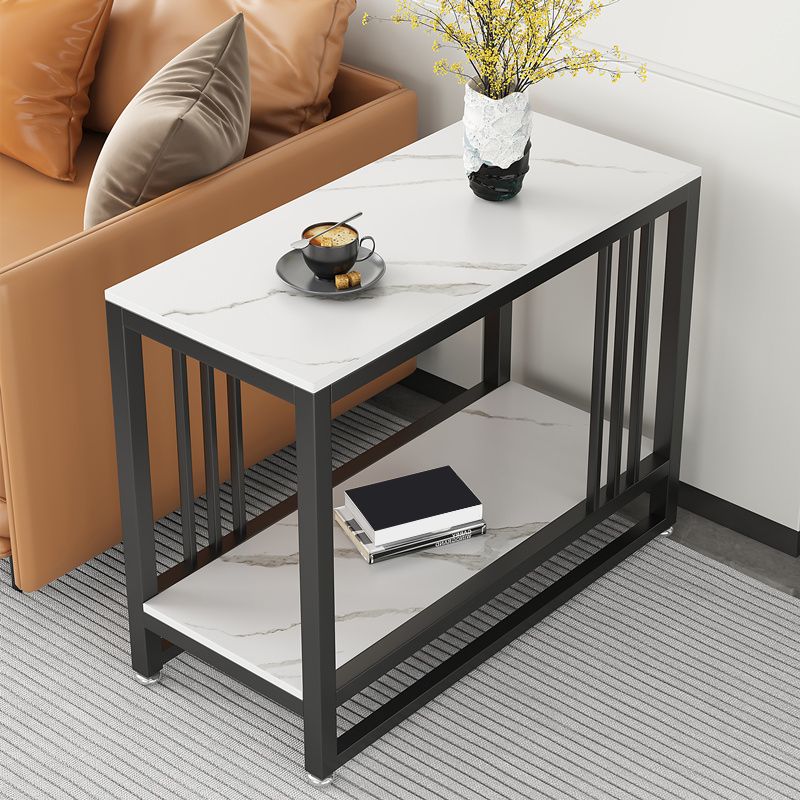 Metal Frame End Table 2-Tier Stone Top Accent Side Table with Shelf Clearhalo 'Coffee & Accent Tables' 'End & Side Tables' 'end_side_tables' 'furn' 'furn_end_side_tables' 'Furniture' 'Living Room Furniture' 1200x1200_853ec271-d7d0-412c-8f52-bc497b7dd708