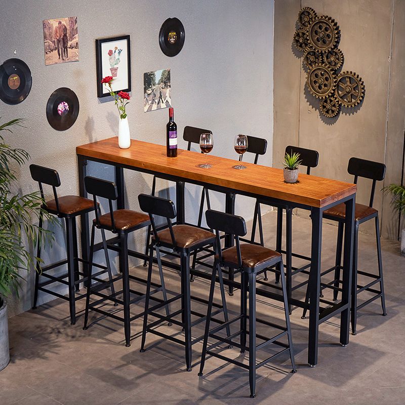 Industrial 1/2/4/7/9 Pieces Bar Table Set Rectangle Bar Table with High Wood Stools Clearhalo 'Bar Furniture' 'furn' 'furn_home_bar_bar_sets' 'Furniture' 'Home Bars & Bar Sets' 'home_bar_bar_sets' 'Kitchen & Dining Furniture' 1200x1200_853ee4bf-3b18-4cbe-a648-56ecd29fab65