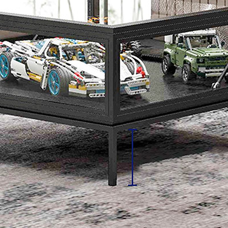 4 Legs Base Design Black/white Tempered Glass Top Iron Base Square Coffee Table Clearhalo 'Coffee & Accent Tables' 'Coffee Tables' 'coffee_tables' 'furn' 'furn_coffee_tables' 'Furniture' 'furniture_coffee_tables' 'Living Room Furniture' 1200x1200_853f9f35-f258-431c-9ec3-258a0981a75c