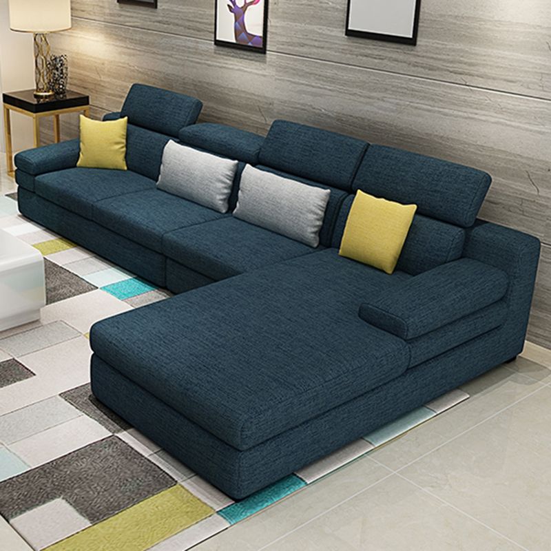 37.40" Tall Modern Linen Sectional Pillow Top Arm Sectional with Adjustable Headrest