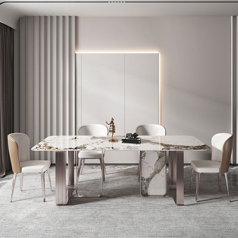 豪華な1/4/5/7ピース長方形のダイニングセット焼結ストーントップダイナーテーブルセット