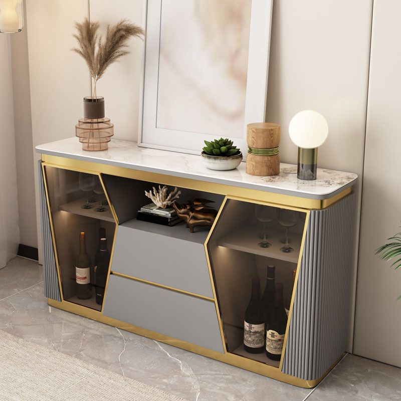 2-Door Dining Buffet Glam Buffet Sideboard with Drawers for Kitchen Clearhalo 'buffet_sideboard' 'Buffets & Sideboards' 'furn' 'furn_buffet_sideboard' 'Furniture' 'Kitchen & Dining Furniture' 1200x1200_85455364-6a44-430d-971a-260214881fff