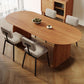 Mesa de comedor moderna de madera de fresno, mesa de madera ovalada con pedestal doble para restaurante