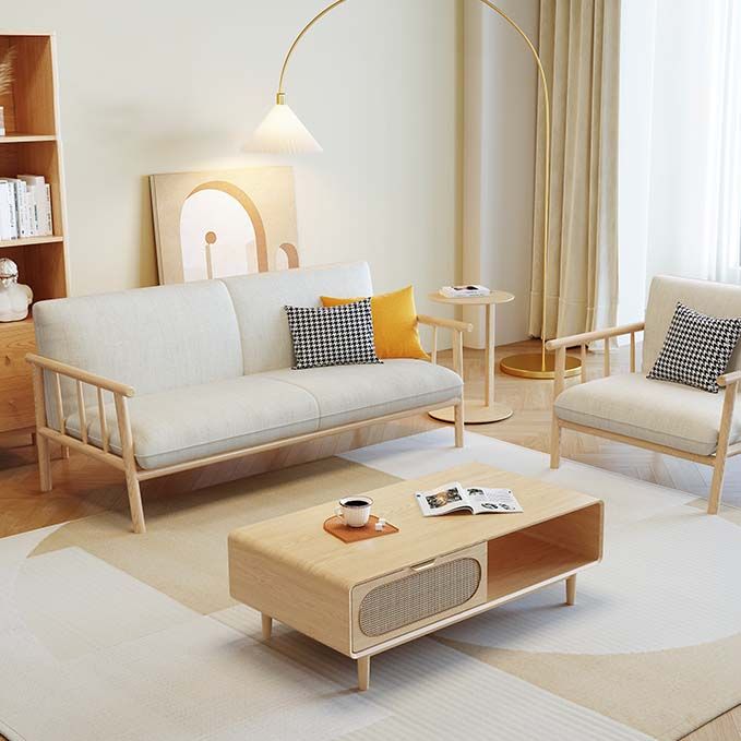 Modern 30.31" H Cotton Blend Wood Frame Square Arm Sofa for Living Room Clearhalo 'furn' 'furn_sofas' 'Furniture' 'Living Room Furniture' 'Sofa' 'sofas' 1200x1200_85499548-5de9-45b3-8007-2e72afa51986