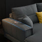 Contemporary Stationary Faux Leather Recessed Arm Pillows Sofa Chaise