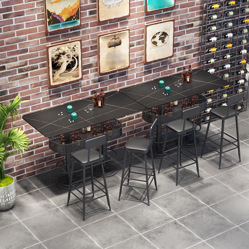 Ensemble de Table de Pub en pierre frittée contemporaine, Table de comptoir fixe, 1/2/3/5 pièces