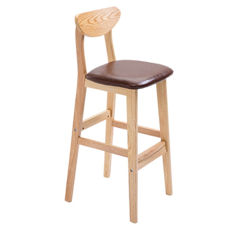 Modern Dessert Shop Oak Wood Stool Matte Finish Upholstered Bar Stools Clearhalo 'Bar Furniture' 'Bar Stools' 'bar_stools' 'furn' 'furn_bar_stools' 'Furniture' 'furniture_bar_stools' 'Kitchen & Dining Furniture' 1200x1200_854c7477-cb51-4695-893d-b2d60e2badc3