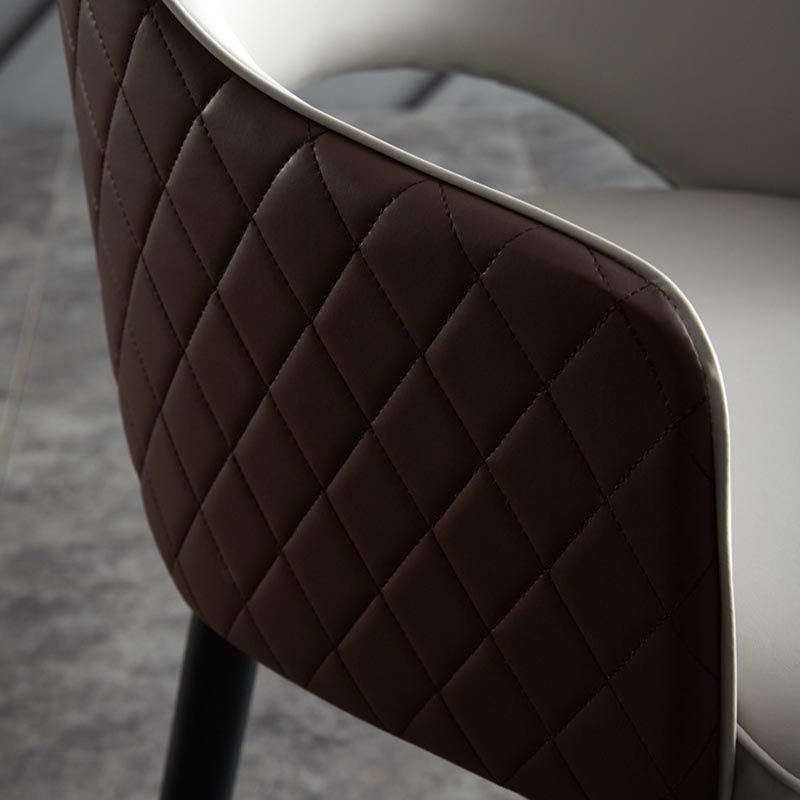 Glam Faux Leather Dining Chair Open Back Dining Side Furniture in Matte Finish for Indoor