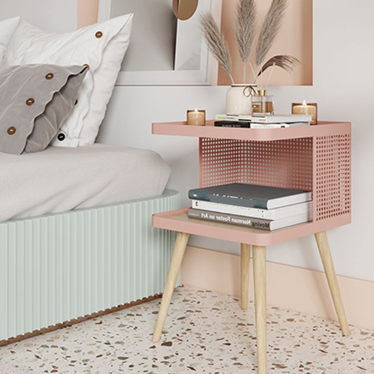 20 "H Accent Table table de nuit en bois perlé et table de nuit en métal étagère inférieure