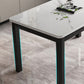 Moderner rechteckiger Glas Top Esstisch mit weiß und schwarz 4 Fuß