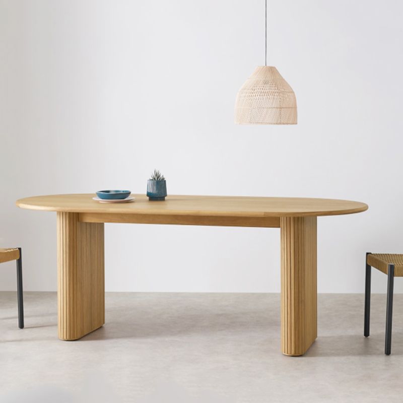 Modern Natural Base Table Oval Wood Top Dinner Room Kitchen Table Clearhalo 'Dining Tables & Seating' 'Dining Tables' 'dining_table' 'furn' 'furn_dining_table' 'Furniture' 'Kitchen & Dining Furniture' 1200x1200_8550d2a7-90fd-4382-a444-ac6bd5e8e091
