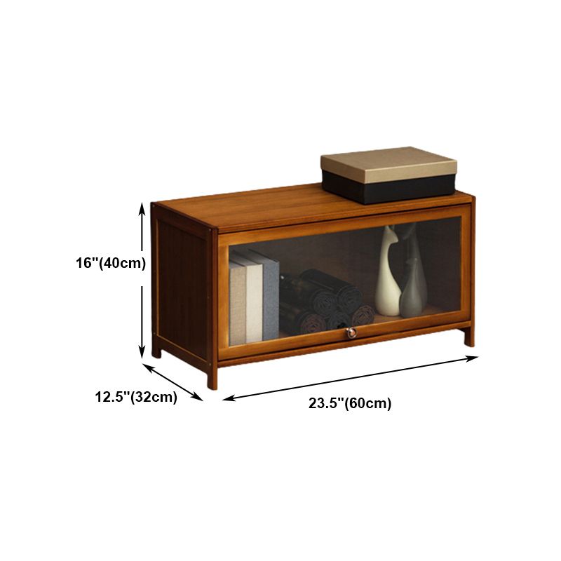 Contemporary Style Wood Bookcase Closed Back Bookshelf with Door for Home