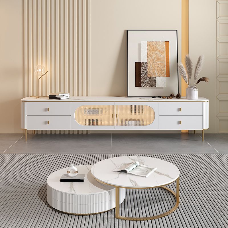 Modern TV Console Stone Media Console TV Stand with 4 Drawers Clearhalo 'furn' 'furn_tv_stands_entertainment_centers' 'Furniture' 'Living Room Furniture' 'TV Stands & Entertainment Centers' 'TV Stands & Media Storage Furniture' 'tv_stands_entertainment_centers' 1200x1200_8552c9a0-2513-4aef-aa32-5b5a0c878b82