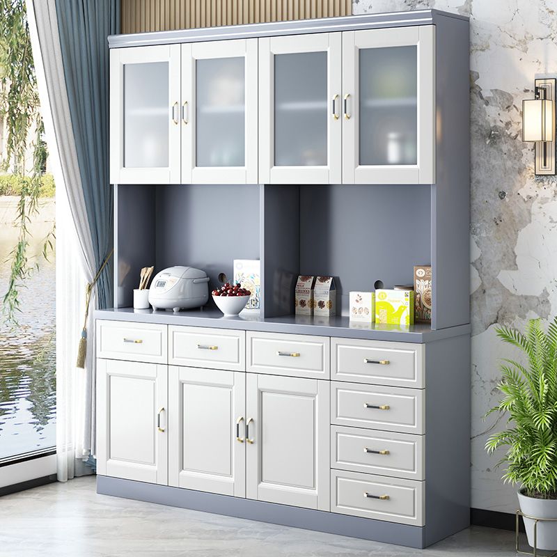 Server da pranzo contemporaneo di sideboard in legno massiccio con porte di vetro