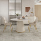 Ronde eettafel met witte basis, moderne stenen tafel voor de keuken