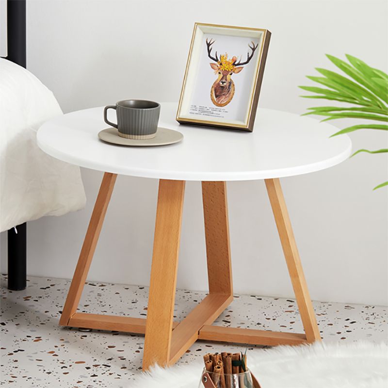 Scandinavian Style Side End Table Wooden Cross Legs Round Sofa Side Accent Table