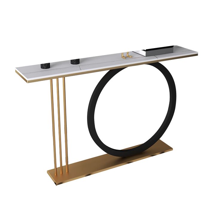 Mesa de acento de piedra moderna de 31.5 pulgadas de altura con estante