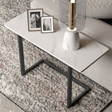 Retangular Side Table 21.5" Tall Iron C Side End Table in White/Black/Grey