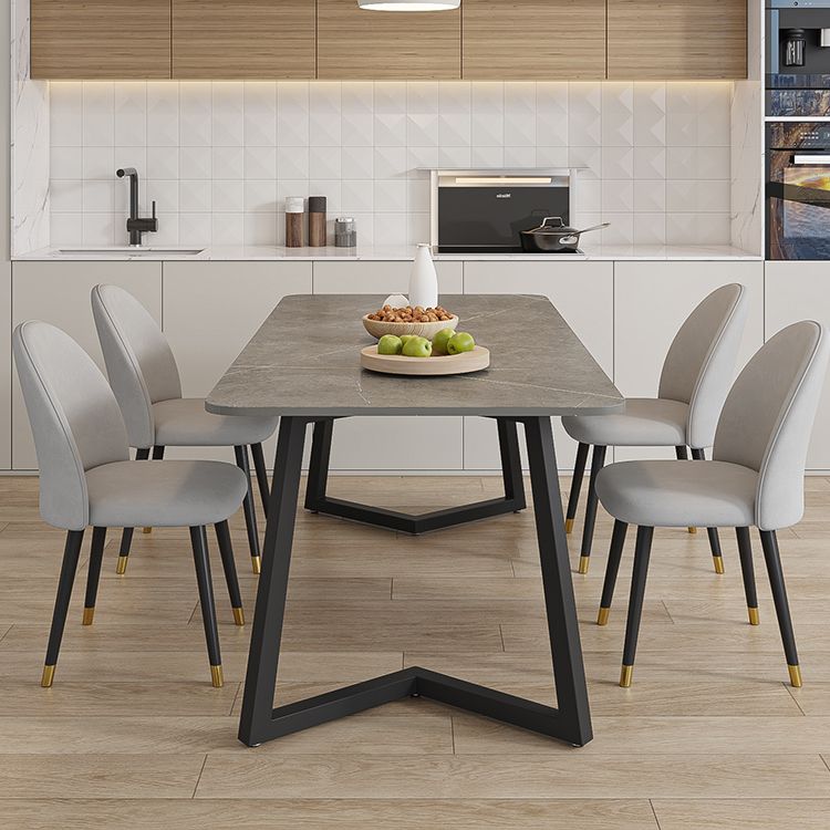 Modern Rectangle Stone Dining Table 1/2/5/7 Pieces Dining Set for Living Room Clearhalo 'Dining Room Sets' 'Dining Tables & Seating' 'dining_room_set' 'furn' 'furn_dining_room_set' 'Furniture' 'Kitchen & Dining Furniture' 1200x1200_8557e24f-96eb-4d28-b479-af8d3fb7abf5