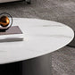 15"H Glam Coffee Table Slate Oval Single Coffee Cocktail Table