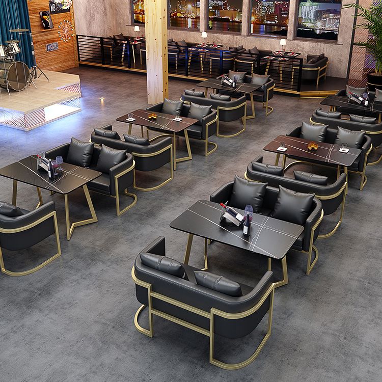 Industrial Style Sintered Stone Dinner Room Kitchen Table Black Table with Gold Frame Clearhalo ' dining_table' 'Dining Tables & Seating' 'Dining Tables' 'furn' 'furn_dining_table' 'Furniture' 'furniture_dining_table' 'Kitchen & Dining Furniture' 'kitchen&dining_furn' 'kitchen' 'kitchen_dining_table' 1200x1200_8559bd88-acc4-4e9d-ba70-35587aa6c74b