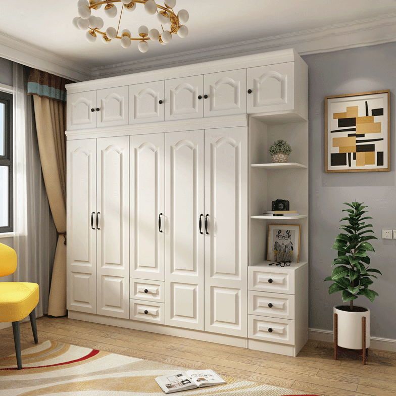 Contemporary White Wardrobe Cabinet Engineered Wood Storage Cabinet Clearhalo 'Armoires & Wardrobes' 'armoires_wardrobes' 'Bedroom Furniture' 'furn' 'furn_armoires_wardrobes' 'Furniture' 1200x1200_855ac61b-c221-43f5-bbb1-4faf1dc24217