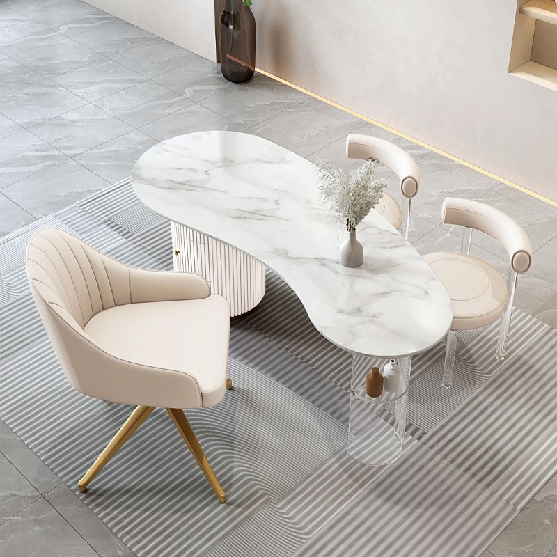 3 Schubladen Glam Office Desk Antique Finish Computer Desk mit Acrylbeinen