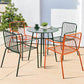 Industrial Patio Dining Side Chair Metal Slat Back Arm Chair