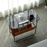 Rectangular Glass Top End Table Modern 23.22" Tall Storage Side Table Clearhalo 'Coffee & Accent Tables' 'End & Side Tables' 'end_side_tables' 'furn' 'furn_end_side_tables' 'Furniture' 'Living Room Furniture' 1200x1200_855e113e-5018-450b-91b1-e9b061dc5db5
