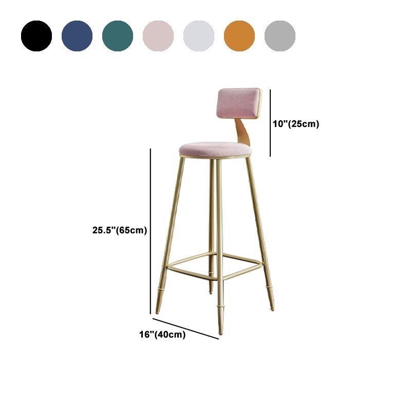 Glam Footrest Counter Stool Fabric Low Back Barstool with 4 Gold Iron Legs Clearhalo 'Bar Furniture' 'Bar Stools' 'bar_stools' 'furn' 'furn_bar_stools' 'Furniture' 'Kitchen & Dining Furniture' 1200x1200_855febd9-f916-4a51-9c57-6716488ce0ce